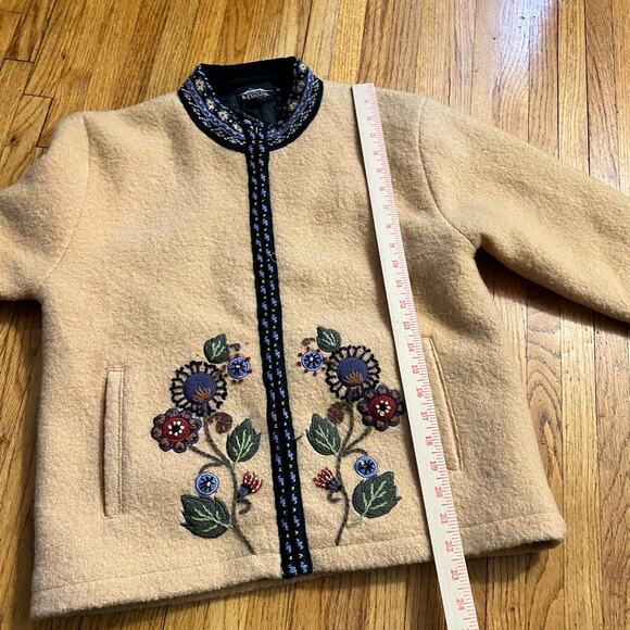 Icelandic Design Sweater Womens Medium Yellow Wool Vintage Floral 90s Flower - Picture 9 of 9